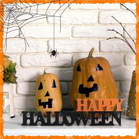 Halloween Table Decorations for Home Happy Halloween Sign Wooden Sign - Picture 4 of 7